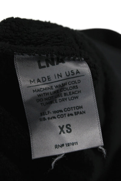 LNA Womens Pullover Black Cotton Crewneck Grommet Long Sleeve Size XS