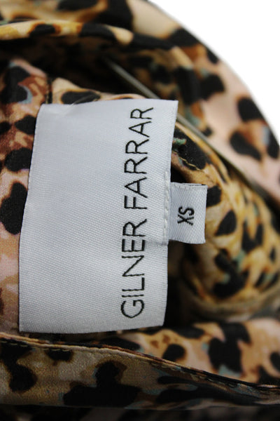 Gilner Farrar Womens Collared Animal Print Button Long Sleeve Blouse Size XS