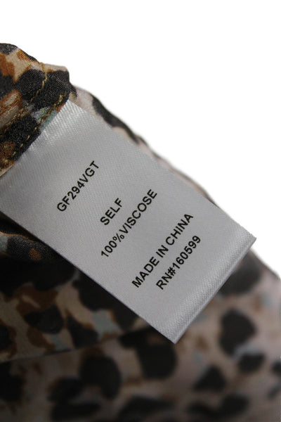 Gilner Farrar Womens Collared Animal Print Button Long Sleeve Blouse Size XS