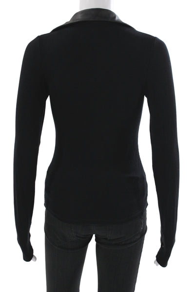 Generation Love Womens Black Rayon Collared Long Sleeve Basic Blouse Size S