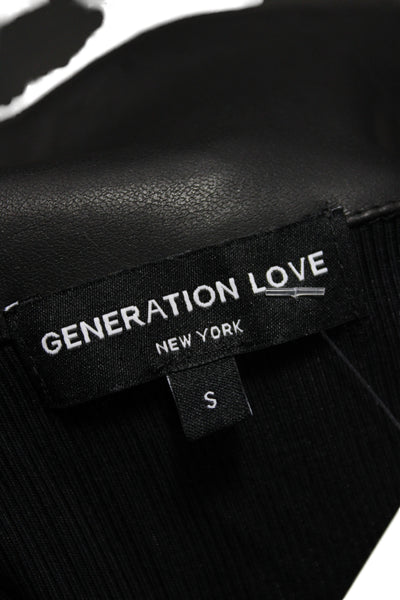 Generation Love Womens Black Rayon Collared Long Sleeve Basic Blouse Size S