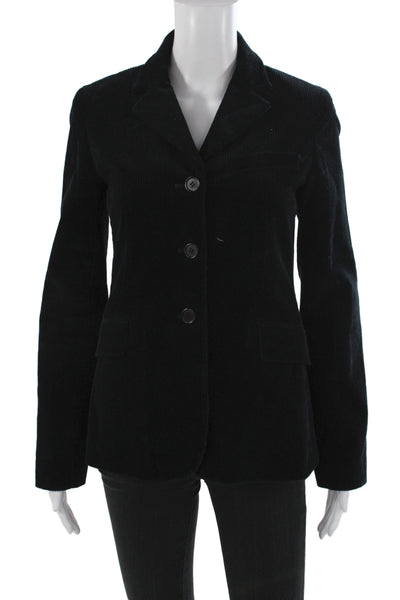 Theory Womens Black Basic Jacket Button Front 98% Cotton Long Sleeve Size S