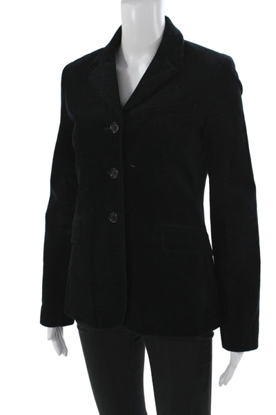 Theory Womens Black Basic Jacket Button Front 98% Cotton Long Sleeve Size S