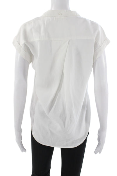 Bella Dahl Womens Short Sleeve Collared Button Up Top White Lyocell Size XS
