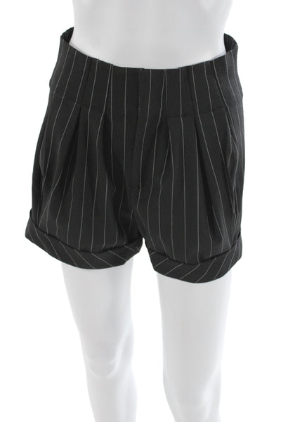 Alice + Olivia Womens Paperbag Pinstripe Black Shorts Zip Size 0