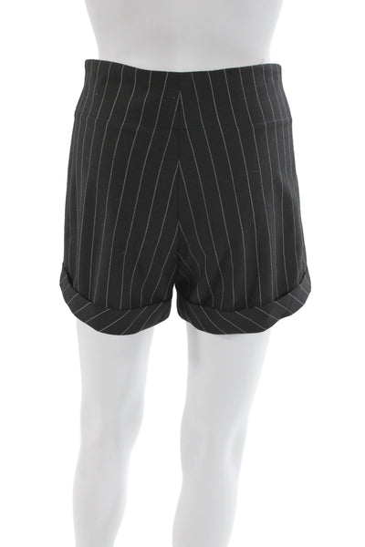 Alice + Olivia Womens Paperbag Pinstripe Black Shorts Zip Size 0