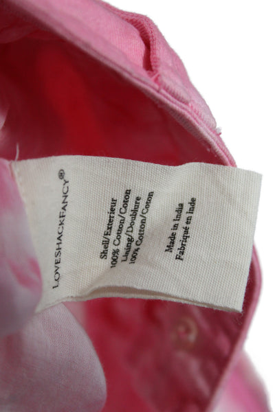 Love Shack Fancy Womens Boho Mini Skirt Pink Multicolor Cotton Button Size 2