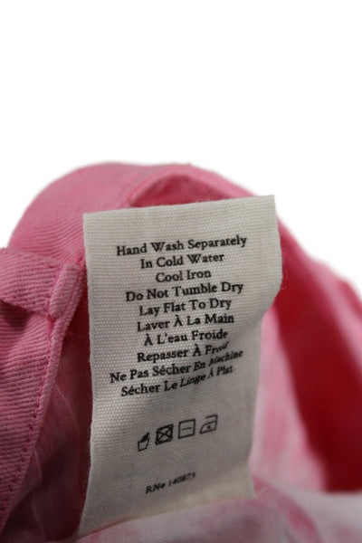 Love Shack Fancy Womens Boho Mini Skirt Pink Multicolor Cotton Button Size 2
