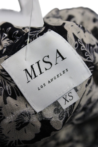 Misa Womens Mini Floral High Neck Sleeveless Black Viscose Dress Size XS