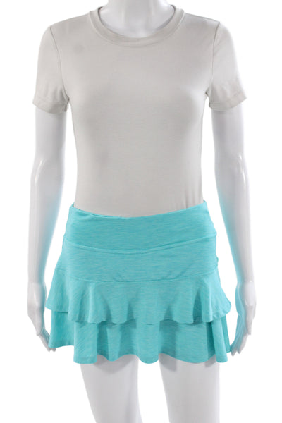 Lija Women Athletic Athleisure Blue Flecked Polyester Short Skort Size S