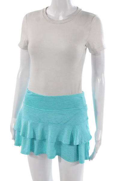 Lija Women Athletic Athleisure Blue Flecked Polyester Short Skort Size S
