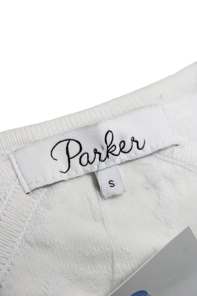 Parker Womens Fit & Flare Dress White V-Neck Sleeveless Rayon Blend Size L