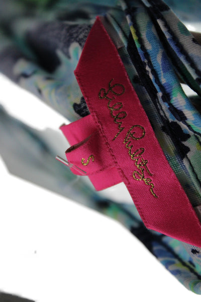 Lilly Pulitzer Women Shift Dress Blue Floral Halter Sleeveless Short Size S