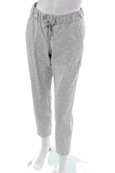 Lululemon Womens Heathered Gray Striped Jogger Pants Drawstring Size 4