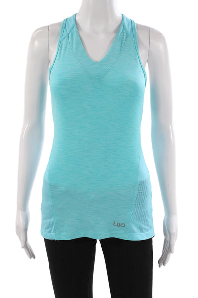 Lija Womens Blue V-Neck Sleeveless Basic Tank Athleisure Polyester Size S