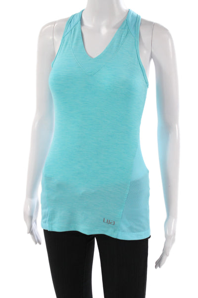 Lija Womens Blue V-Neck Sleeveless Basic Tank Athleisure Polyester Size S