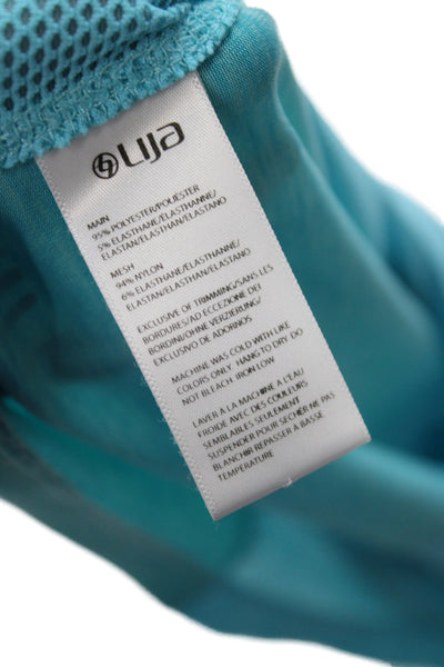Lija Womens Blue V-Neck Sleeveless Basic Tank Athleisure Polyester Size S