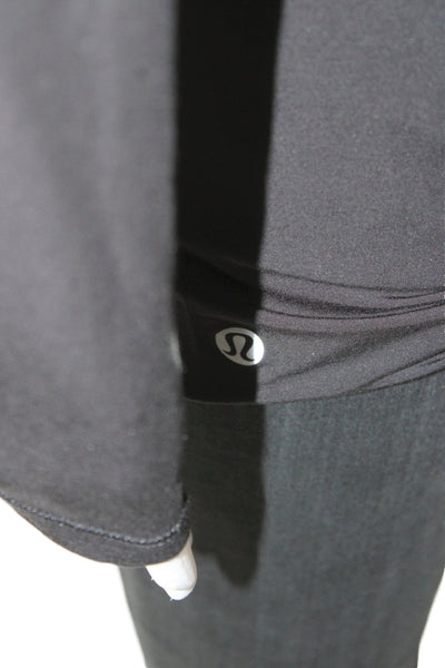 Lululemon Women Black Scoop Neck Long Sleeve Pullover Lycra Athleisure Size 4