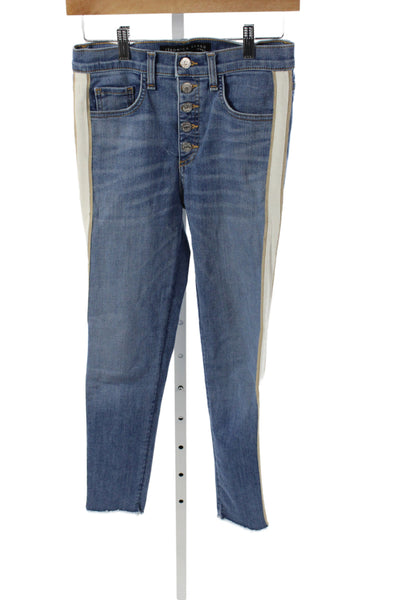 Veronica Beard Womens Skinny Striped Blue Jeans Cotton Mid Rise Size 26