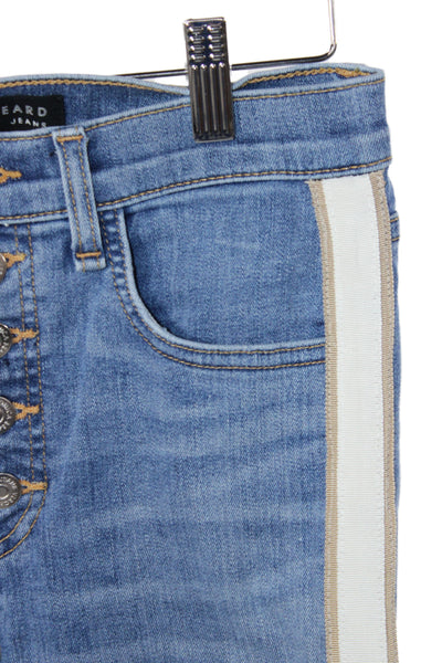 Veronica Beard Womens Skinny Striped Blue Jeans Cotton Mid Rise Size 26
