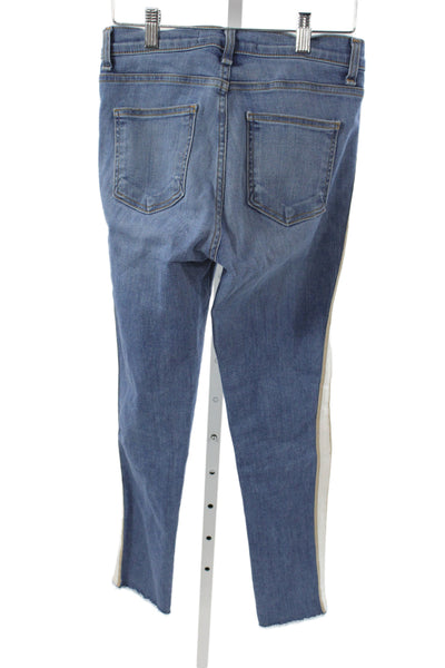 Veronica Beard Womens Skinny Striped Blue Jeans Cotton Mid Rise Size 26