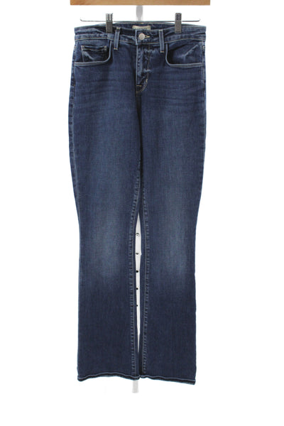L'Agence Women Bootcut Jeans Blue Cotton Mid Rise Button 33 Inseam Size 25