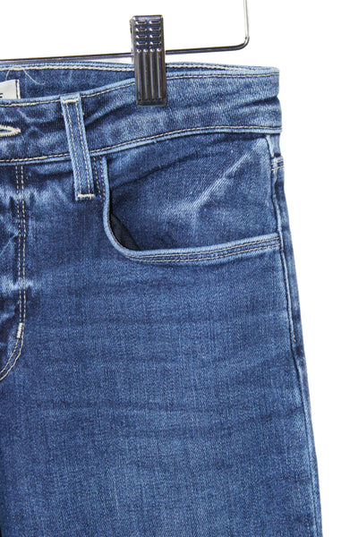 L'Agence Women Bootcut Jeans Blue Cotton Mid Rise Button 33 Inseam Size 25