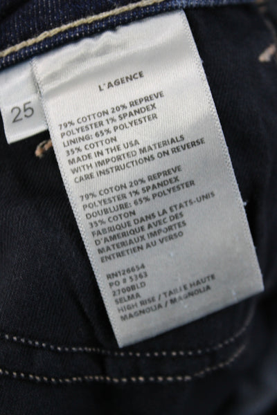 L'Agence Women Bootcut Jeans Blue Cotton Mid Rise Button 33 Inseam Size 25