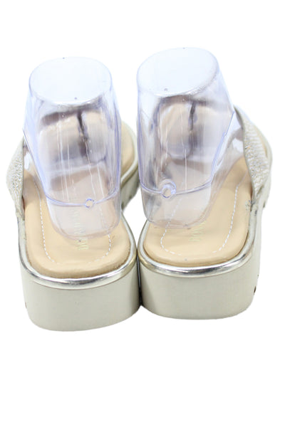 Donald J Pliner Womens Metallic Leather Thongs Silver Size 8.5