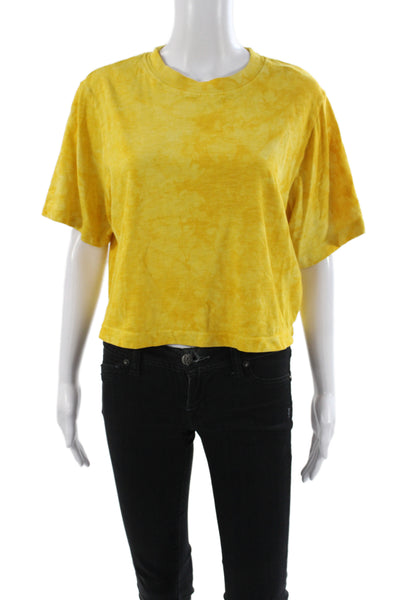 Cotton Citizen Womens Cropped Yellow Tee Crew Short Sleeve Size M