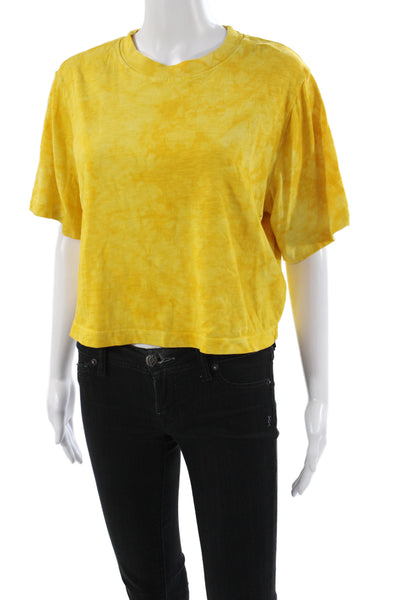 Cotton Citizen Womens Cropped Yellow Tee Crew Short Sleeve Size M