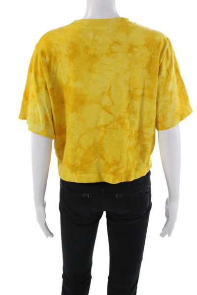 Cotton Citizen Womens Cropped Yellow Tee Crew Short Sleeve Size M