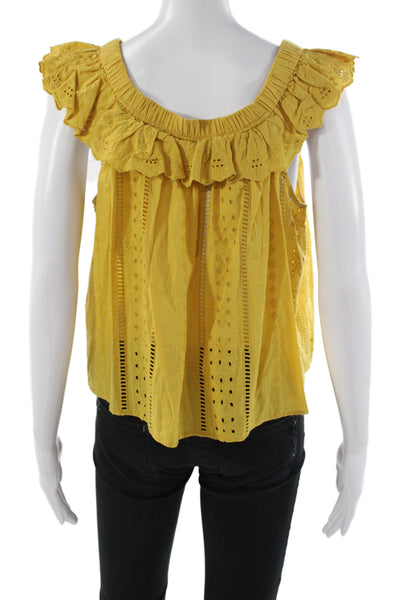 Zara Womens Camisole Yellow Cotton Square Neck Tie Sleeveless Boho Size M