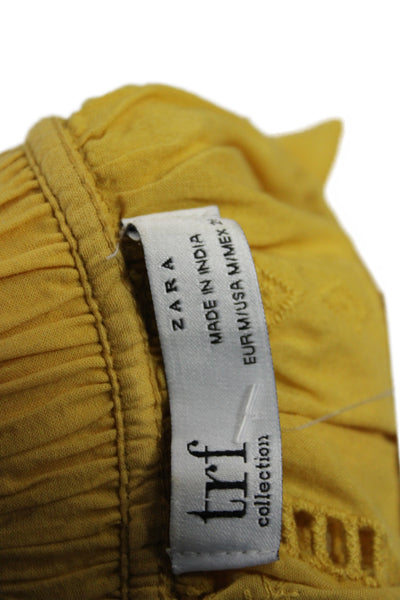 Zara Womens Camisole Yellow Cotton Square Neck Tie Sleeveless Boho Size M