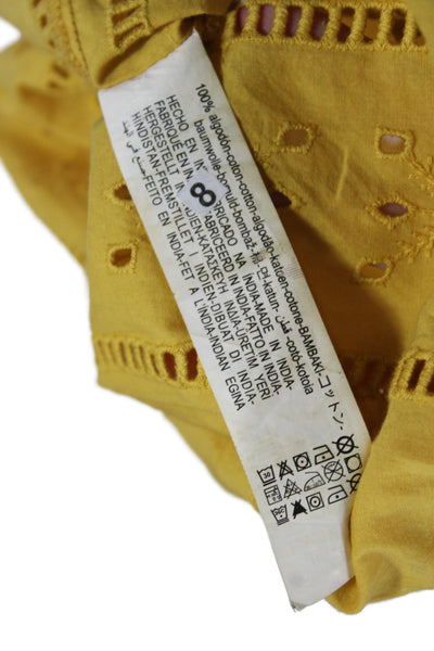 Zara Womens Camisole Yellow Cotton Square Neck Tie Sleeveless Boho Size M