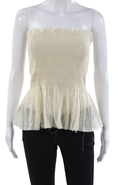 Indah Womens Basic Ivory Off Shoulder Sleeveless Cotton Blouse Size L