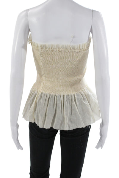 Indah Womens Basic Ivory Off Shoulder Sleeveless Cotton Blouse Size L