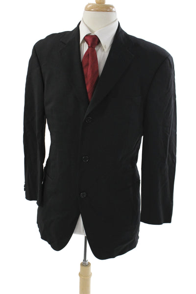 Boss Hugo Boss Mens Black Rayon Blazer Button Solid Business Size 42