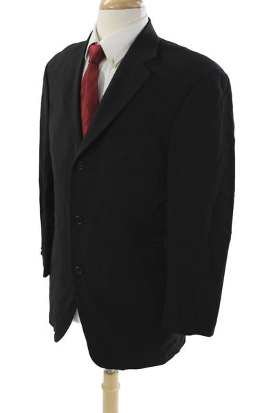 Boss Hugo Boss Mens Black Rayon Blazer Button Solid Business Size 42
