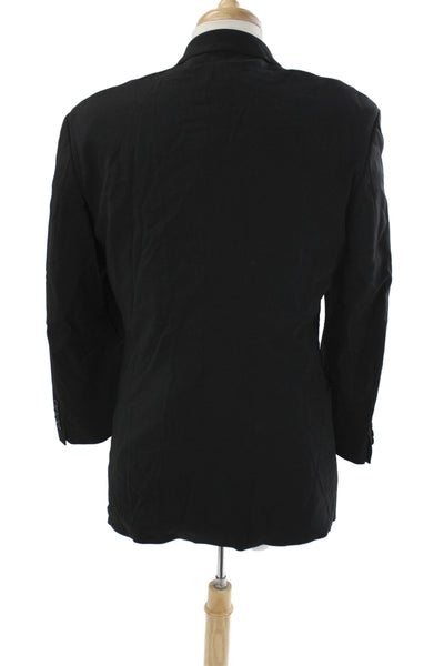 Boss Hugo Boss Mens Black Rayon Blazer Button Solid Business Size 42