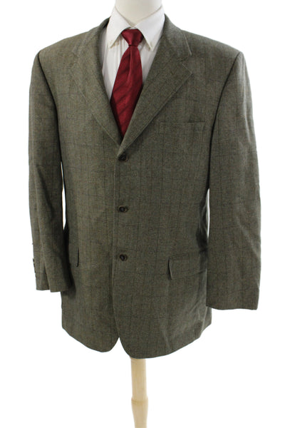 John W. Nordstrom Men Classic Plaid Gray Blazer 55% Wool Size 42