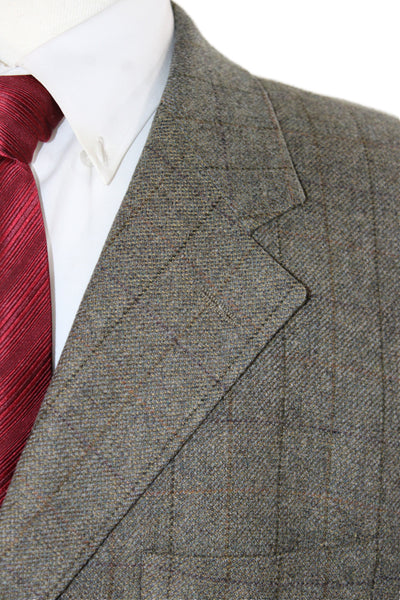 John W. Nordstrom Men Classic Plaid Gray Blazer 55% Wool Size 42