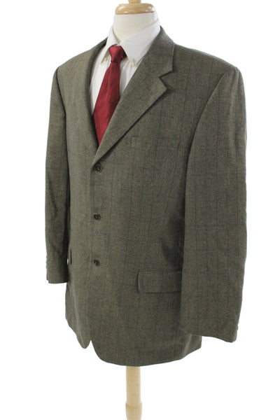 John W. Nordstrom Men Classic Plaid Gray Blazer 55% Wool Size 42