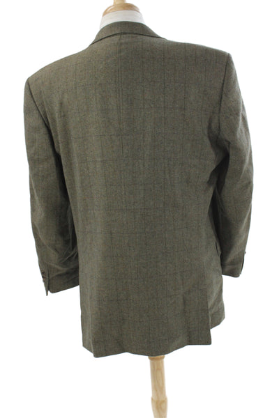 John W. Nordstrom Men Classic Plaid Gray Blazer 55% Wool Size 42