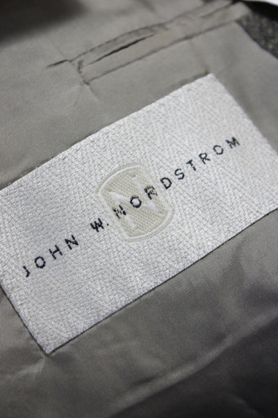 John W. Nordstrom Men Classic Plaid Gray Blazer 55% Wool Size 42