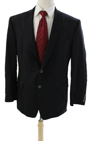 Calvin Klein Mens 2 Piece Suit Jacket Black Wool Button Size 42