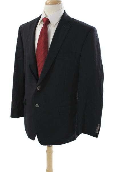 Calvin Klein Mens 2 Piece Suit Jacket Black Wool Button Size 42