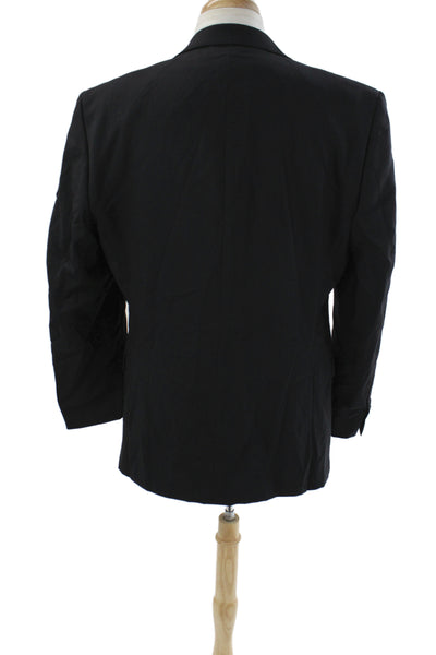 Calvin Klein Mens 2 Piece Suit Jacket Black Wool Button Size 42