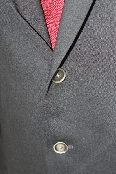 Calvin Klein Mens 2 Piece Suit Jacket Black Wool Button Size 42