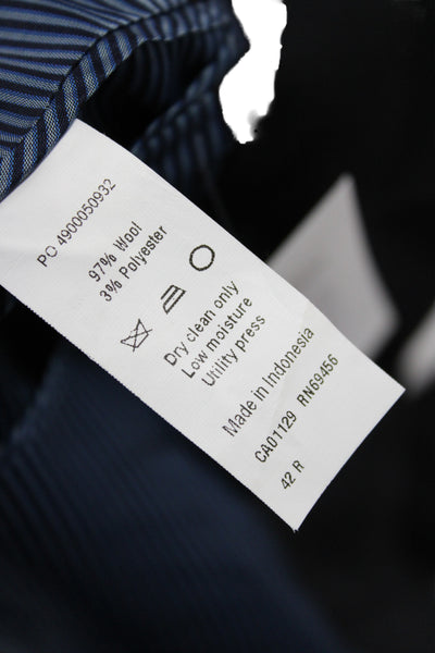 Calvin Klein Mens 2 Piece Suit Jacket Black Wool Button Size 42